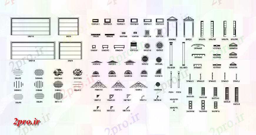 دانلود نقشه جزئیات طراحی در و پنجره  درب و پنجره و بلوک های مختلف جزئیات دو بعدی   نظر طرحی  (کد125462)