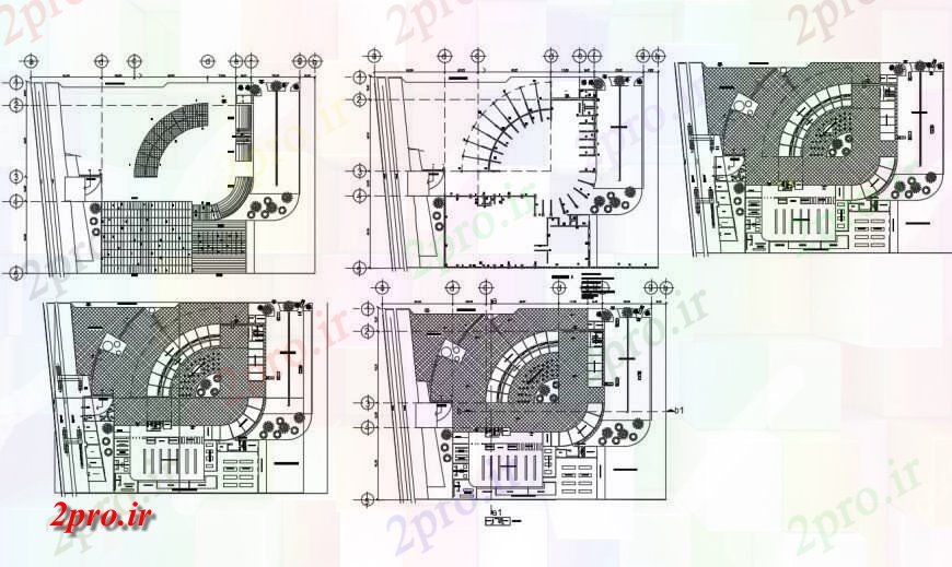دانلود نقشه ساختمان مرتفعجزئیات طرحی دو بعدی  از پنج دان  طرحی ساختار ساختمان اتوکد (کد125463)