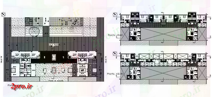 دانلود نقشه مسکونی ، ویلایی ، آپارتمان چند خانواده توزیع کف مسطح آپارتمان طرح 38 در 40 متر (کد125484)