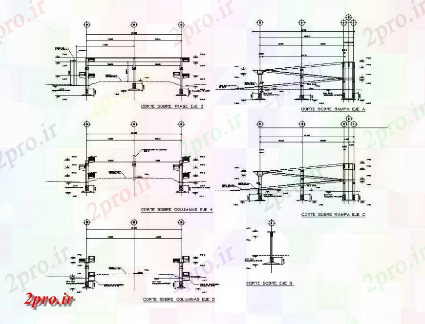 دانلود نقشه جزئیات ستون جزئیات بخشی از ساختار ستون بلوک ساخت و ساز طرح (کد125502)