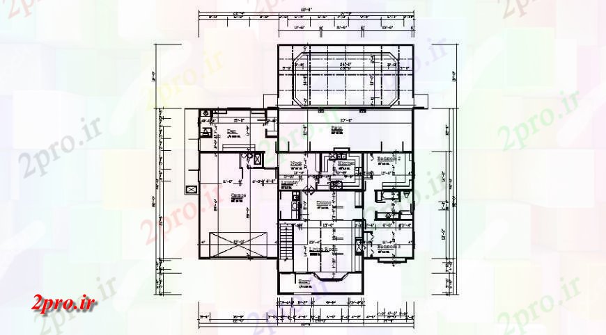 دانلود نقشه مسکونی ، ویلایی ، آپارتمان طبقه اول فریم جزئیات طرحی یک خانواده خانه 15 در 18 متر (کد125512)