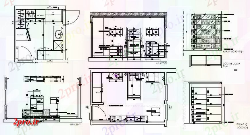 دانلود نقشه حمام مستر داخلی اتاق خواب کودکان و جزئیات مبلمان  (کد125538)