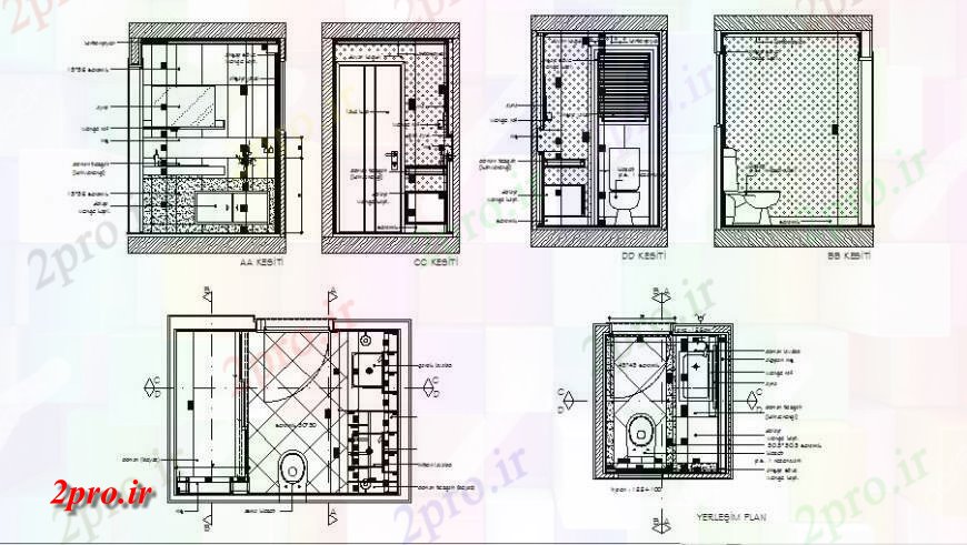 دانلود نقشه حمام مستر نصب و راه اندازی و کابینت حمام بهداشتی جزئیات از خانه توالت (کد125539)