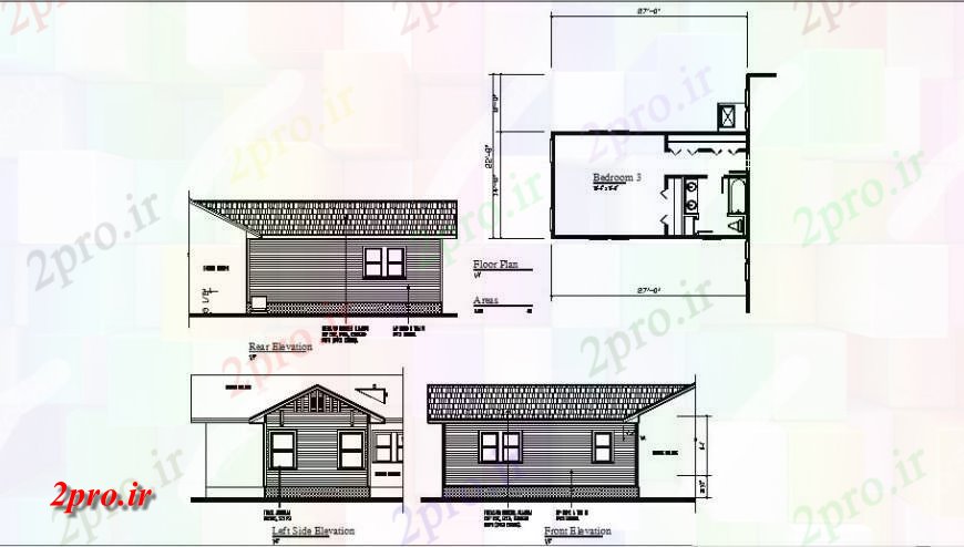 دانلود نقشه حمام مستر اتاق خواب همه نما و طرحی جزئیات طرفه با مبلمان 4 در 8 متر (کد125555)