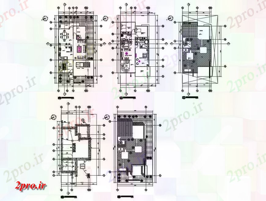 دانلود نقشه مسکونی  ، ویلایی ، آپارتمان  طرحی کار از خانه مسکونی جزئیات  چیدمان  دو بعدی  اتوکد (کد125587)