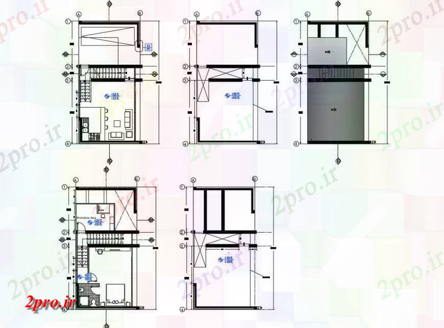 دانلود نقشه مسکونی ، ویلایی ، آپارتمان مسکن ساختار 6 در 12 متر (کد125609)