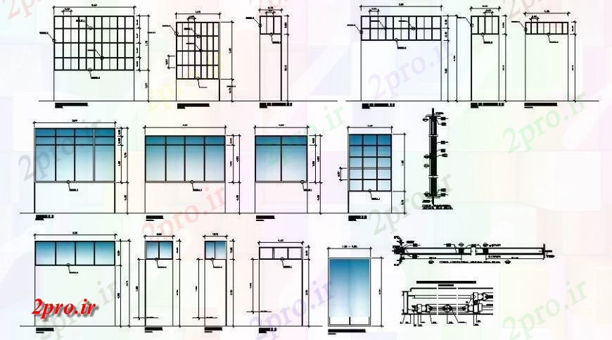 دانلود نقشه جزئیات طراحی در و پنجره  درب و پنجره نماات و نصب و راه اندازی جزئیات (کد125649)