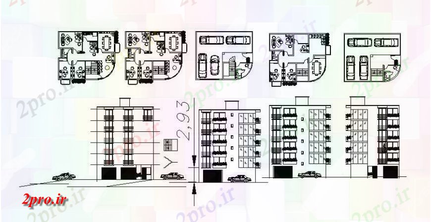 دانلود نقشه جزئیات و فضای داخلی شرکت  نما و طرحی جزئیات از ساختمان اداری  بلوک (کد125672)