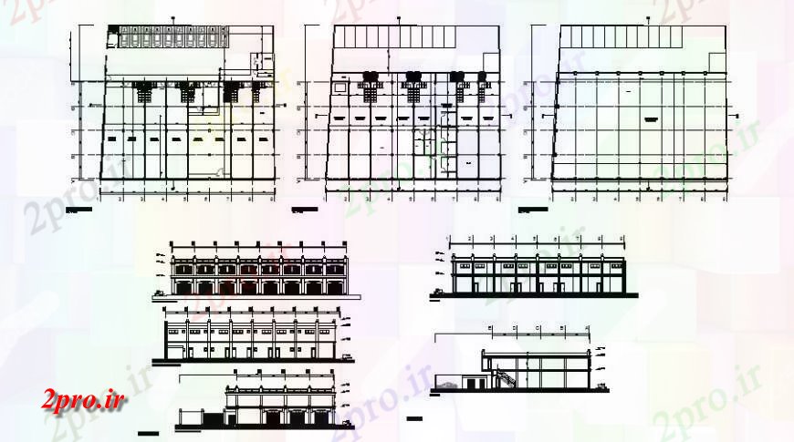 دانلود نقشه ساختمان اداری - تجاری - صنعتی پروژه مرکز خرید کوچک کار طراحی 33 در 37 متر (کد125705)