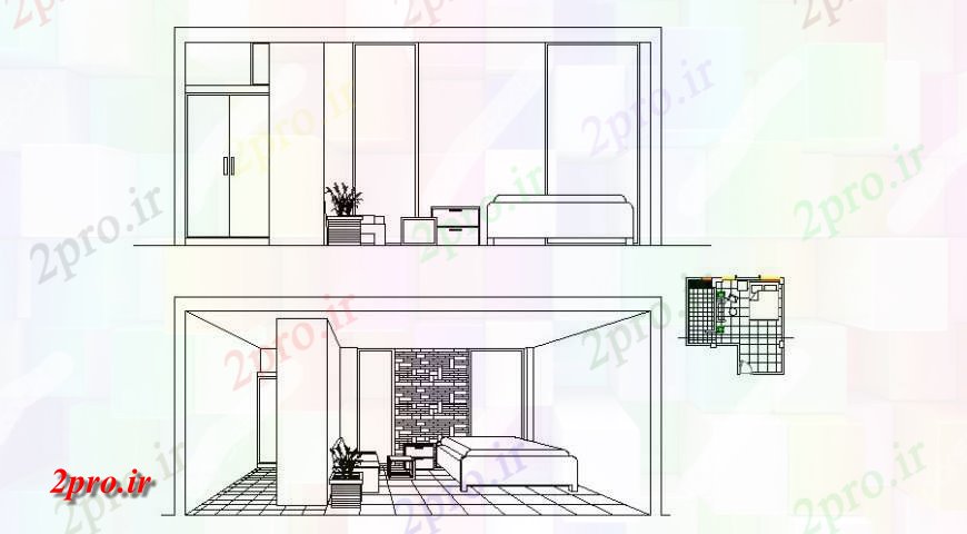 دانلود نقشه حمام مستر طراحی جزئیات داخلی اتاق خواب  (کد125708)