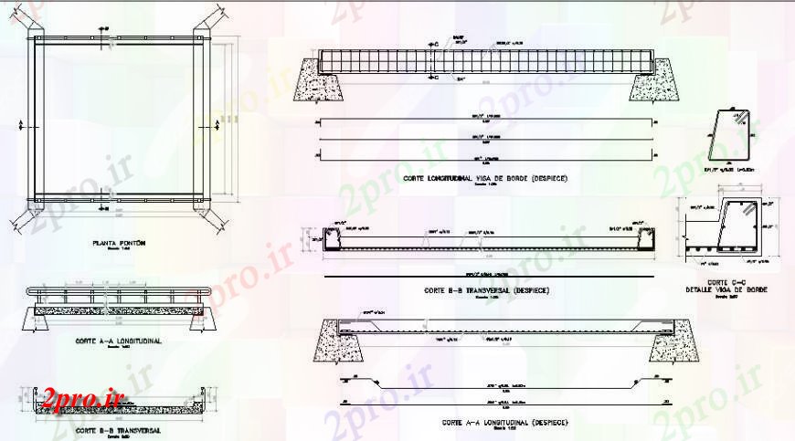 دانلود نقشه طراحی جزئیات ساختار ساختار پل سوپرها طراحی 33 در 38 متر (کد125764)