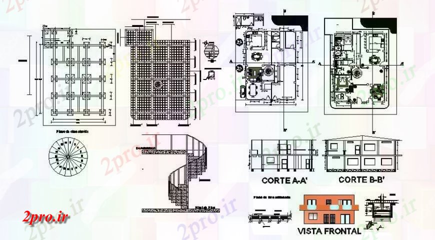 دانلود نقشه مسکونی ، ویلایی ، آپارتمان طرحی جزئیات خانه رعیتی کار طراحی 10 در 14 متر (کد125786)