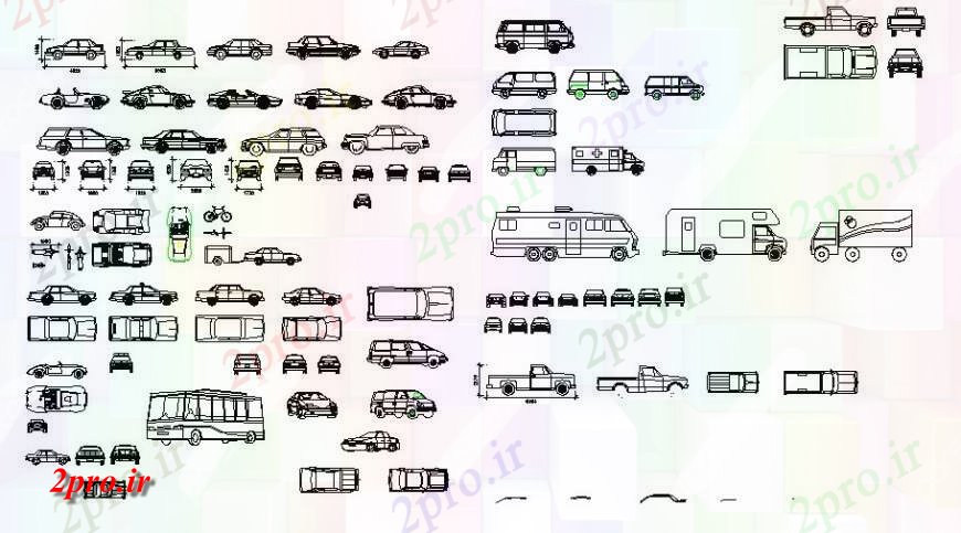 دانلود نقشه بلوک های حمل و نقل اتومبیل های متعدد و حمل و نقل خودرو بلوک  (کد125880)