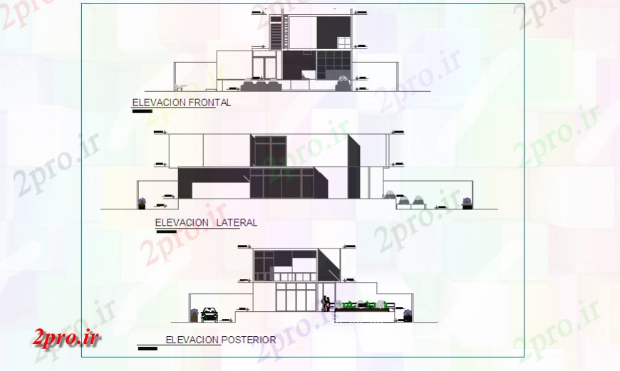 دانلود نقشه مسکونی  ، ویلایی ، آپارتمان  نمای طراحی محل (کد125892)