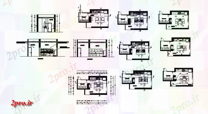 دانلود نقشه جزئیات طراحی ساخت آشپزخانه جزئیات مدل داخلی آشپزخانه طرحی و بخش  دو بعدی   (کد125930)