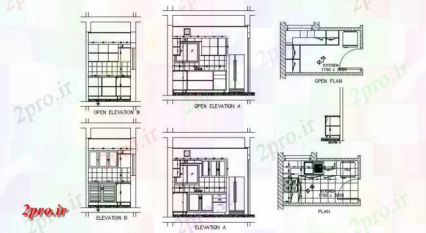 دانلود نقشه جزئیات طراحی ساخت آشپزخانه طرحی و نما جزئیات  آشپزخانه دو بعدی  طرحی دیدگاه اتوکد (کد125932)