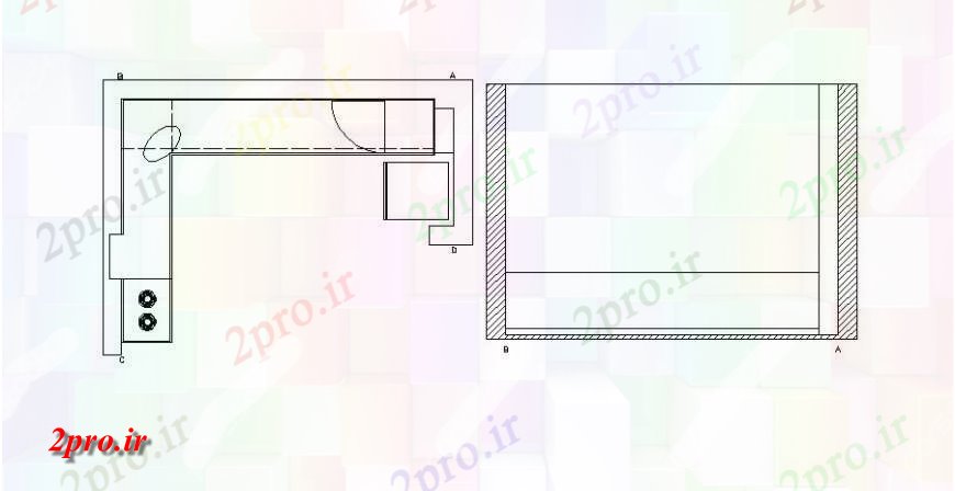 دانلود نقشه طراحی مبلمان آشپزخانه جزئیات  دو بعدی  از  آشپزخانه طرحی پلت فرم در قالب اتوکد (کد125937)