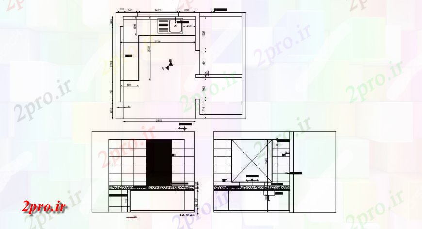 دانلود نقشه جزئیات طراحی ساخت آشپزخانه طرحی جزئیات ساخت و ساز آشپزخانه و نما  دو بعدی   بلوک  (کد125939)