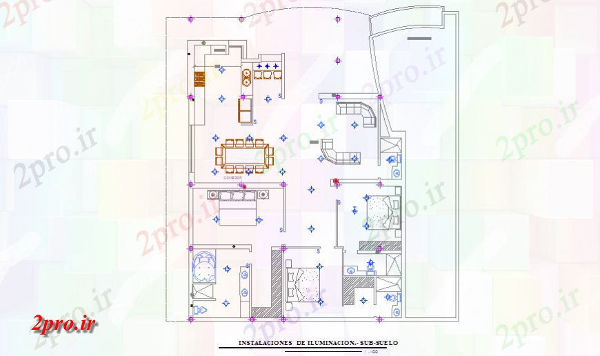 دانلود نقشه برق کشی ، اتصالات نصب و راه اندازی تجهیزات روشنایی طراحی طراحی از طراحی خانه (کد125956)