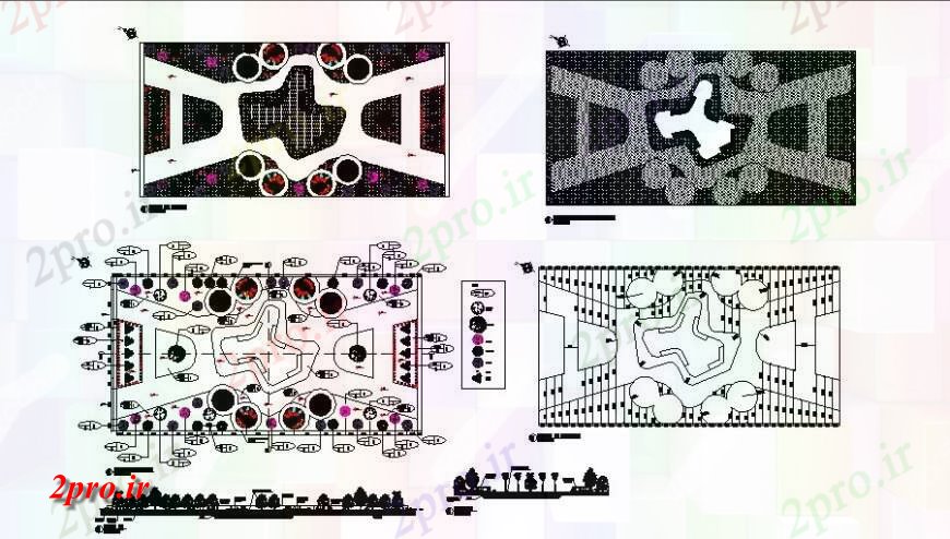 دانلود نقشه باغ تفریحی طراحی باغ  محوطه سازی و ساختار جزئیات (کد126026)