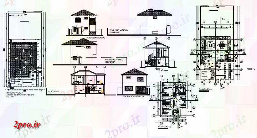 دانلود نقشه مسکونی  ، ویلایی ، آپارتمان  دو طبقه خانه خانواده یک معماری دقیق و خودکار  جزئیات  (کد126083)