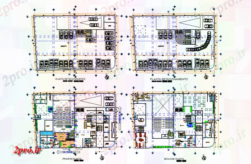 دانلود نقشه هایپر مارکت - مرکز خرید - فروشگاه ساختمان تجاری مشخصات معماری طرحی دراز کردن 28 در 42 متر (کد126122)