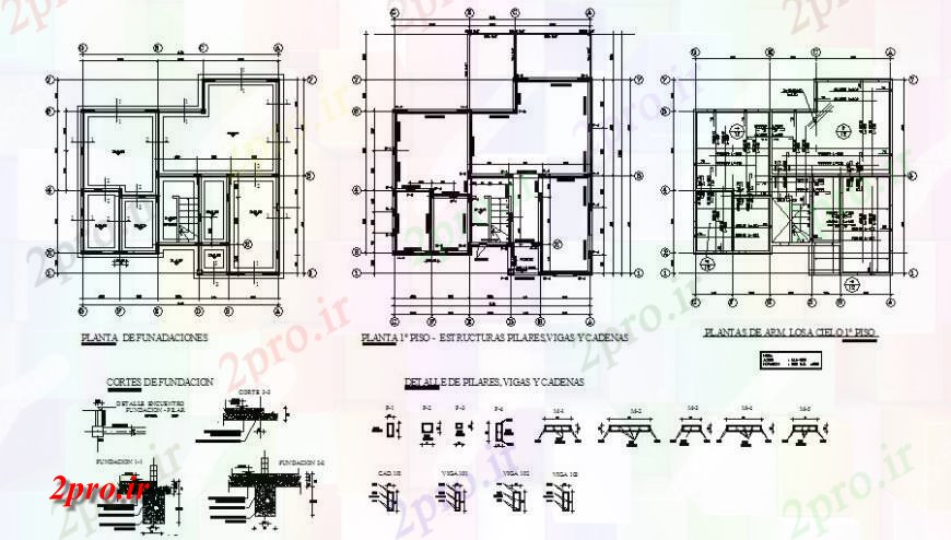 دانلود نقشه طراحی جزئیات ساختار بنیاد طرح، طرحی فریم و سقف جزئیات کف مسکن (کد126131)