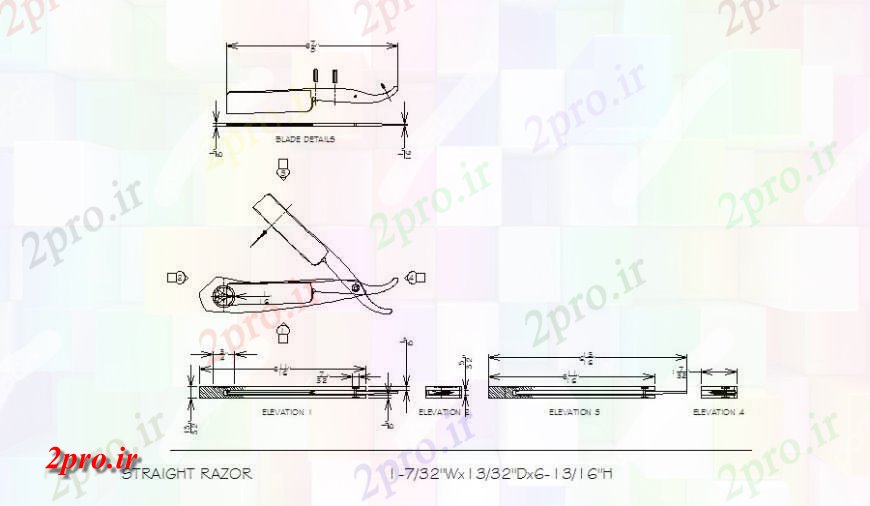 دانلود نقشه بلوک ، آرام ، نماد تیغ ر همه جانبه بلوک نما  جزئیات (کد126139)