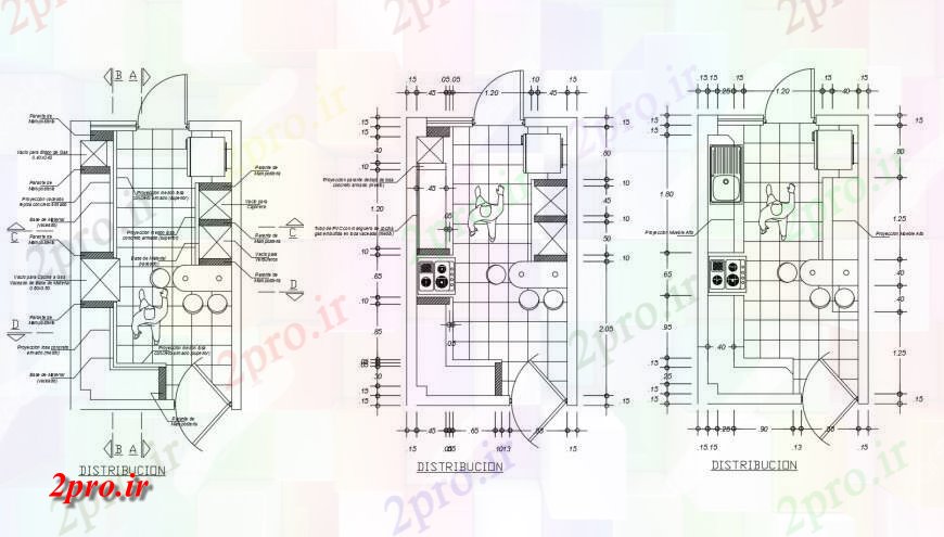 دانلود نقشه جزئیات طراحی ساخت آشپزخانه آشپزخانه با اتاق ناهارخوری جزئیات ناحیه  طرحی  دو بعدی  اتوکد (کد126166)