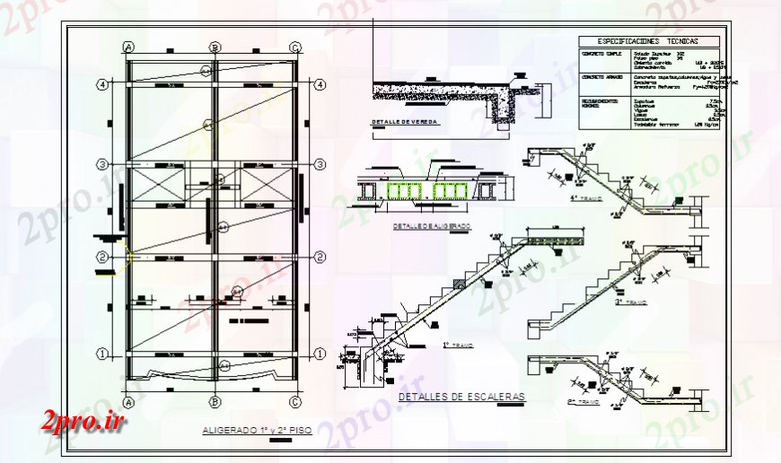 دانلود نقشه جزئیات پله و راه پله   پله طراحی بخش از پیشنهاد یک خانواده طراحی خانه (کد126182)