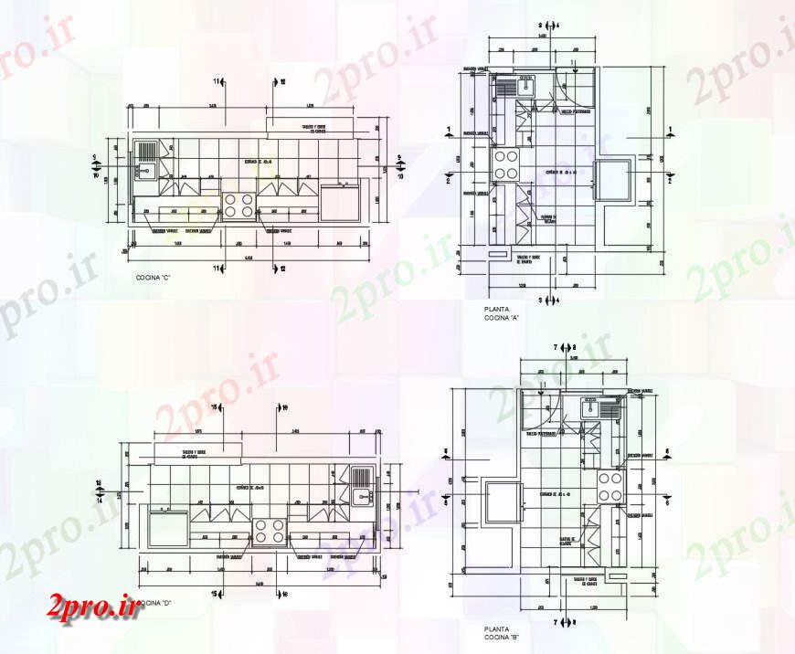 دانلود نقشه جزئیات طراحی ساخت آشپزخانه بخش ساخت و ساز آشپزخانه   دو بعدی   (کد126205)