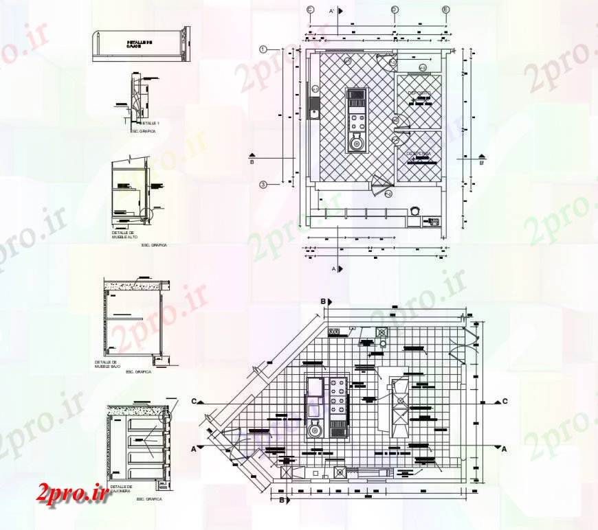 دانلود نقشه جزئیات طراحی ساخت آشپزخانه ساخت و ساز آشپزخانه جزئیات  طرحی بلوک  (کد126211)