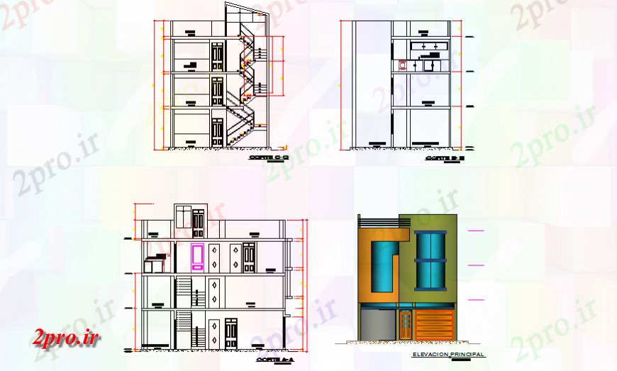 دانلود نقشه مسکونی  ، ویلایی ، آپارتمان  بخش و نما طراحی و طرحی بندی طراحی محل (کد126229)