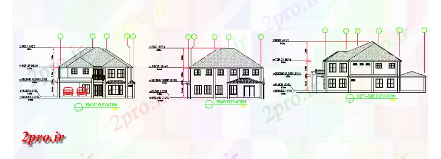 دانلود نقشه مسکونی  ، ویلایی ، آپارتمان  نما دو طبقه ساختمان های مسکونی طراحی (کد126244)