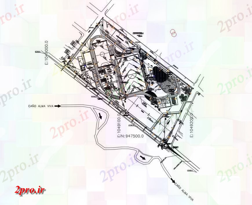 دانلود نقشه باغ باغ طرحی جزئیات با بلوک اتوماسیون 82 در 166 متر (کد126249)