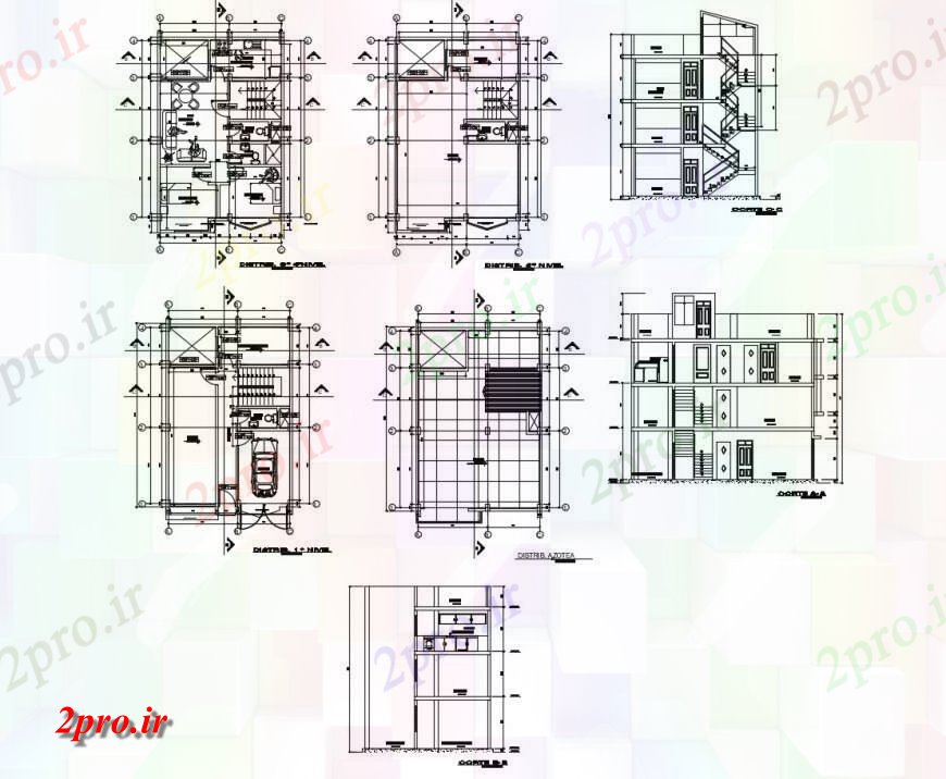 دانلود نقشه نمایشگاه ; فروشگاه - مرکز خرید طراحی جزئیات از ساختمان بلوک دو بعدی 7 در 11 متر (کد126293)