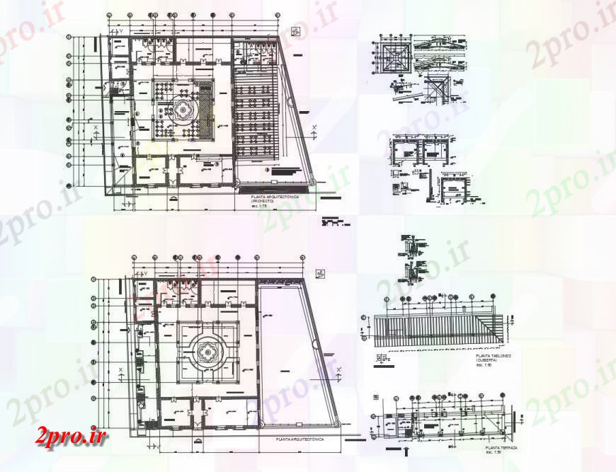 دانلود نقشه جزئیات فضای داخلی ناهار خوری  رستوران ساختار ساختمان طرحی جزئیات  دو بعدی   (کد126312)