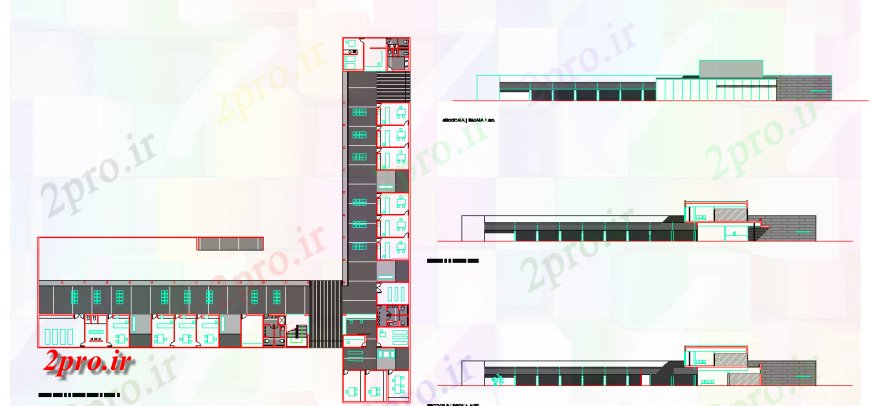 دانلود نقشه ساختمان دولتی ، سازمانی جزئیات دولت اداره ساختمان با طراحی 12 در 48 متر (کد126316)