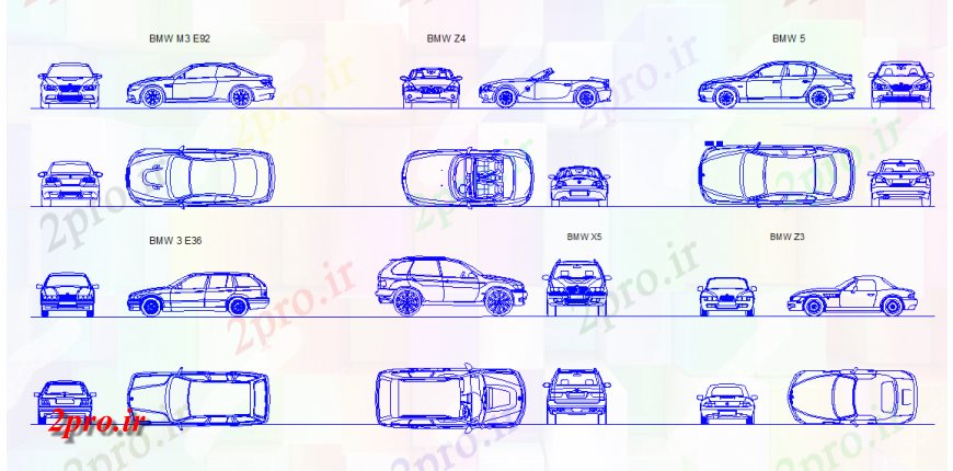 دانلود نقشه بلوک وسایل نقلیه جزئیات BMW بلوک ماشین (کد126324)