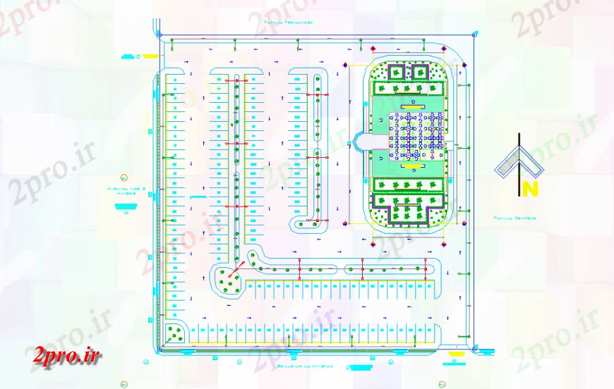 دانلود نقشه هایپر مارکت - مرکز خرید - فروشگاه پارکینگ مجتمع جزئیات دراز کردن 23 در 26 متر (کد126332)