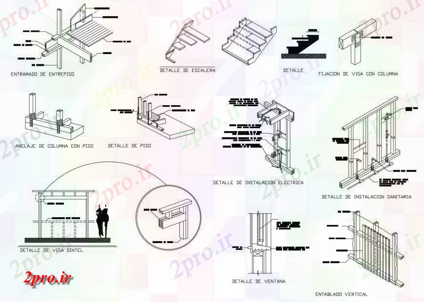 دانلود نقشه جزئیات ساخت و ساز مراحل و فرم کار با جزئیات دو بعدی    بلوک ساخت و ساز (کد126347)