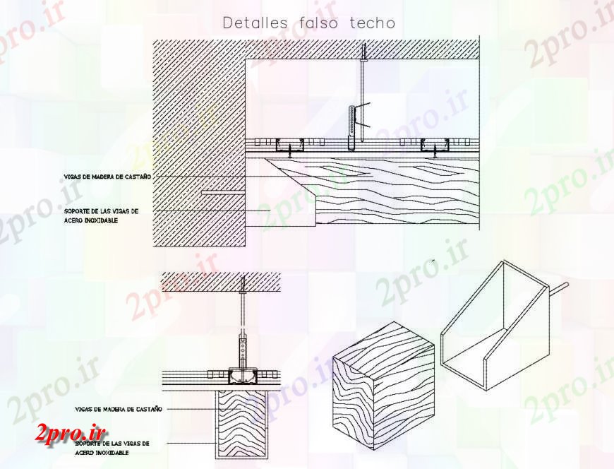 دانلود نقشه طراحی جزئیات ساختار سقف کاذب جزئیات ساخت و ساز بلوک ساختاری (کد126349)