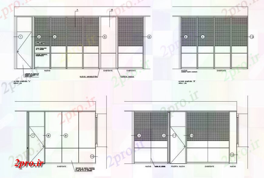 دانلود نقشه جزئیات طراحی در و پنجره  جزئیات درب بلوک   چیدمان  دو بعدی   (کد126387)