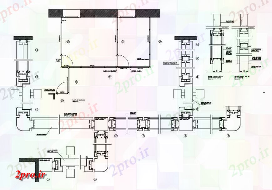 دانلود نقشه ساختمان اداری - تجاری - صنعتی طرحی دفتر کار جزئیات بلوک 34 در 39 متر (کد126389)