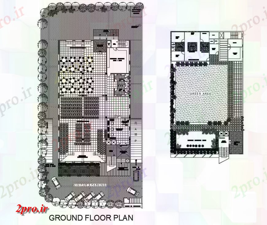 دانلود نقشه جزئیات فضای داخلی ناهار خوری  هتل طبقه ساختمان طرحی جزئیات  طرحی بلوک  (کد126395)