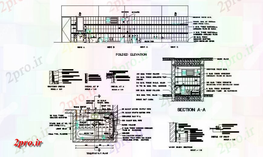 دانلود نقشه حمام مستر توالت تاشو نما، بخش، برنامه ریزی و خودکار  (کد126413)