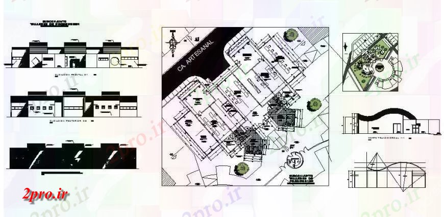 دانلود نقشه ساختمان اداری - تجاری - صنعتی ساختمان اداری نما برش، بخش، طرحی توزیع و خودکار جزئیات 22 در 30 متر (کد126420)