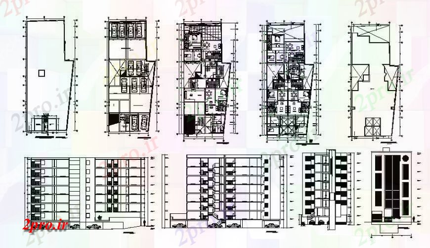 دانلود نقشه مسکونی  ، ویلایی ، آپارتمان  چند خانواده مسکن آپارتمان   آپارتمان   پروژه معماری دقیق (کد126423)