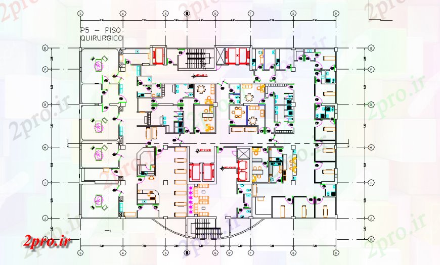 دانلود نقشه بیمارستان - درمانگاه - کلینیک معماری طرحی بیمارستان و جزئیات مبلمان 29 در 43 متر (کد126428)