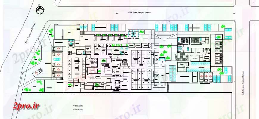 دانلود نقشه بیمارستان - درمانگاه - کلینیک منطقه بزرگ بیمارستان 6 01020 M2 شیر مستعمره 35 در 104 متر (کد126443)